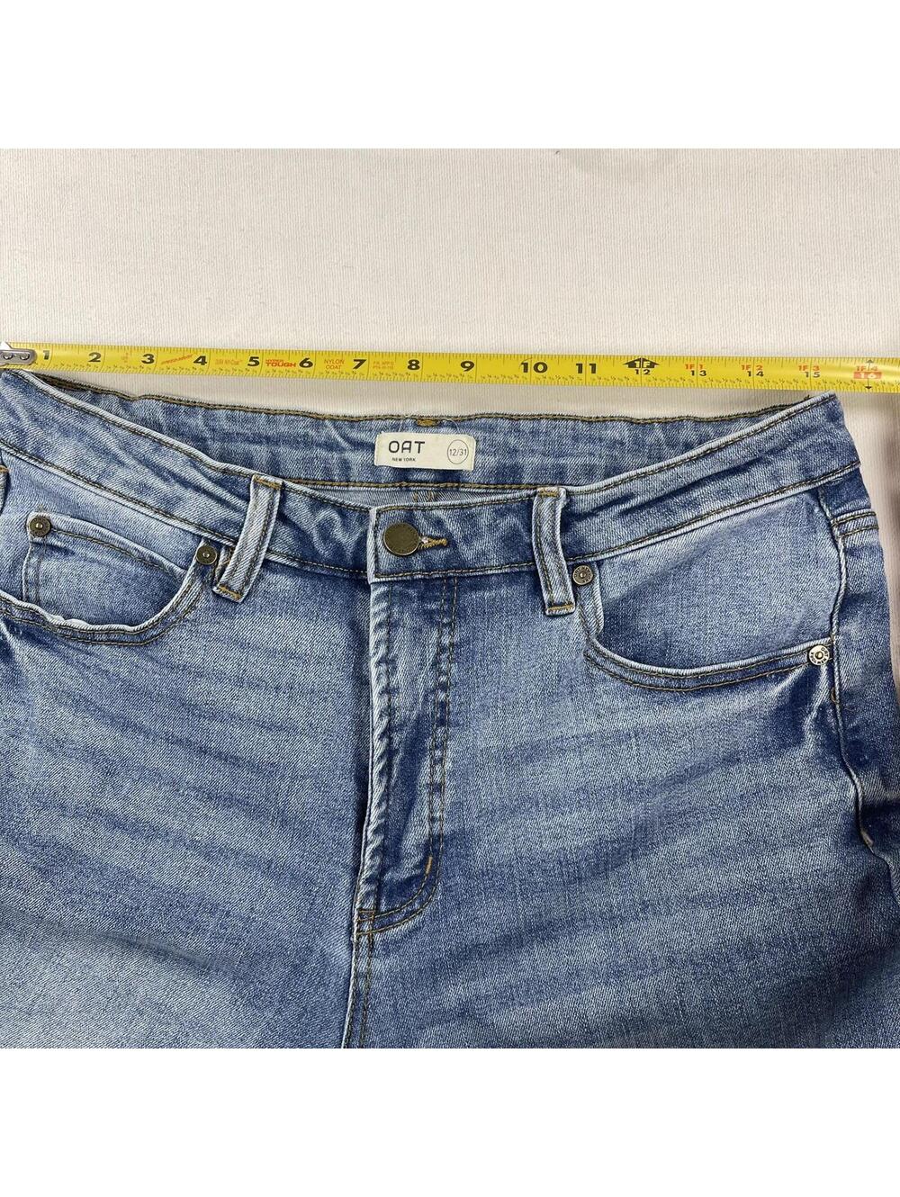 Oat New York Wide Leg Jeans Women's Size 12/31 High Rise Pockets Crop Fit Baggy - Picture 9 of 10